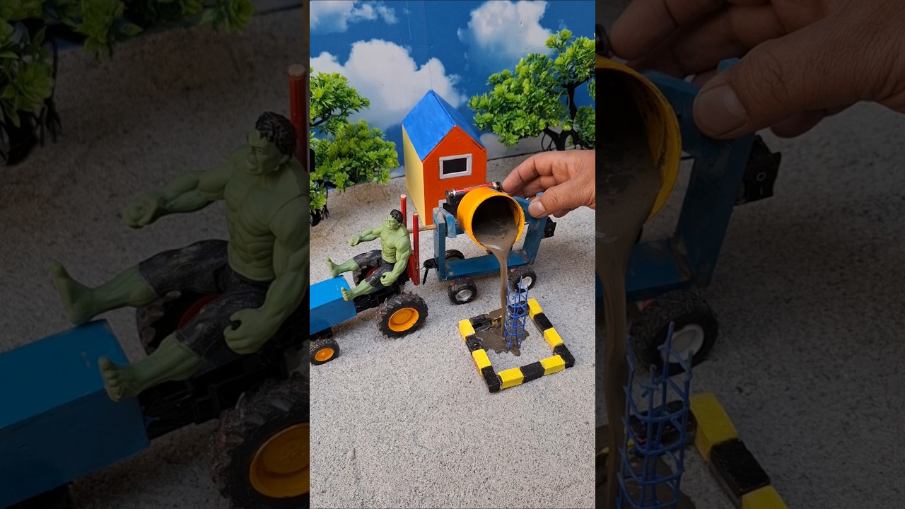 Real Working DIY mini Tractor Cement pillar Making Machine | Project 🚜🔥 #shorts #youtubeshorts