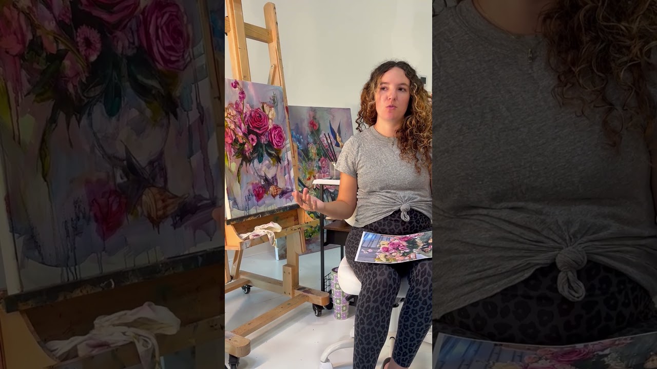 Dimitra Milan Bold Botanicals How to Use complementary colors in your flowers (oil painting demo.)