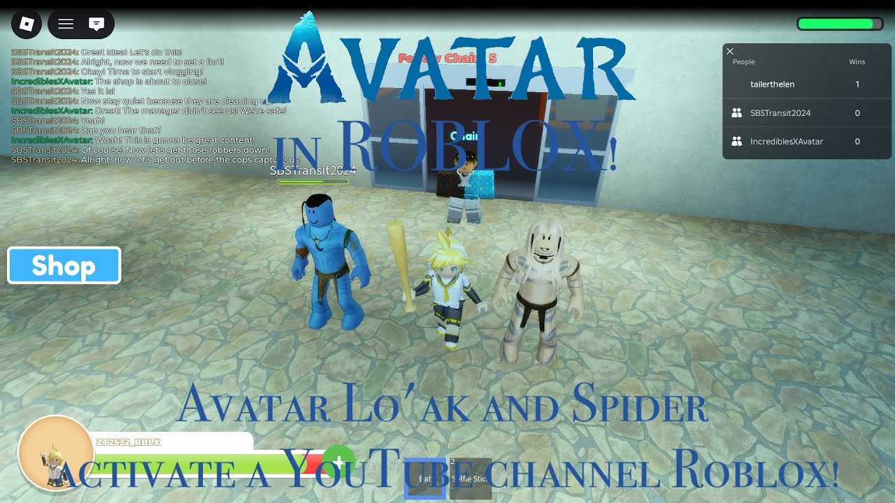 Avatar Lo'ak and Spider activate a YouTube channel Roblox!