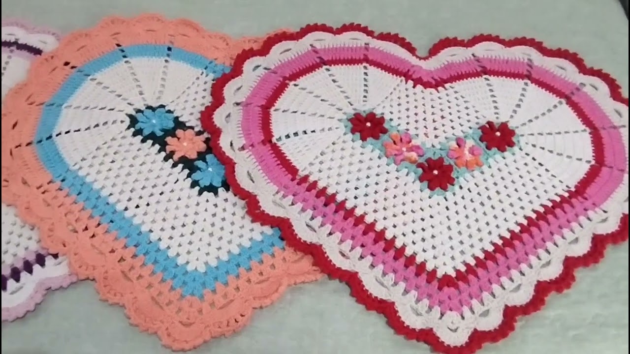 TAPETES CORAÇÕES/ VENHA VER🌺  #crochê #crochet #croche #crochetando #crocheteira
