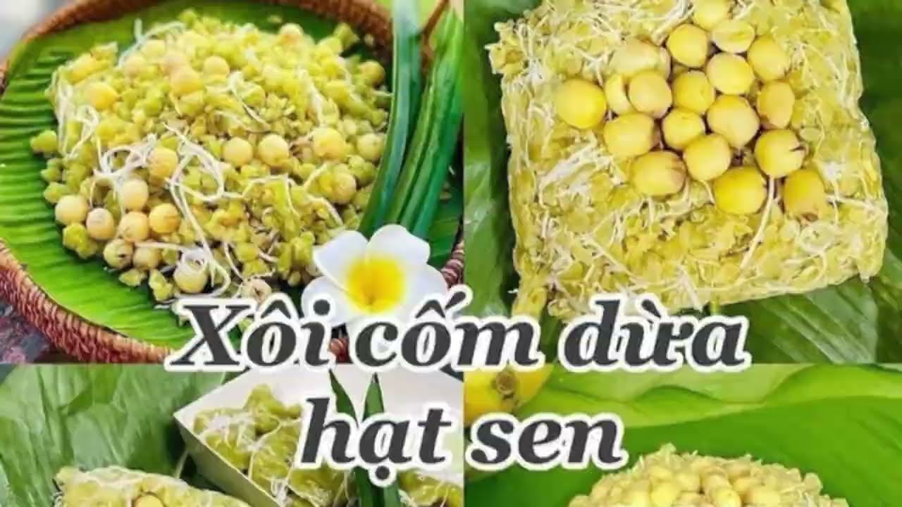 Cách nấu xôi cốm dừa hạt sen từ cốm tươi