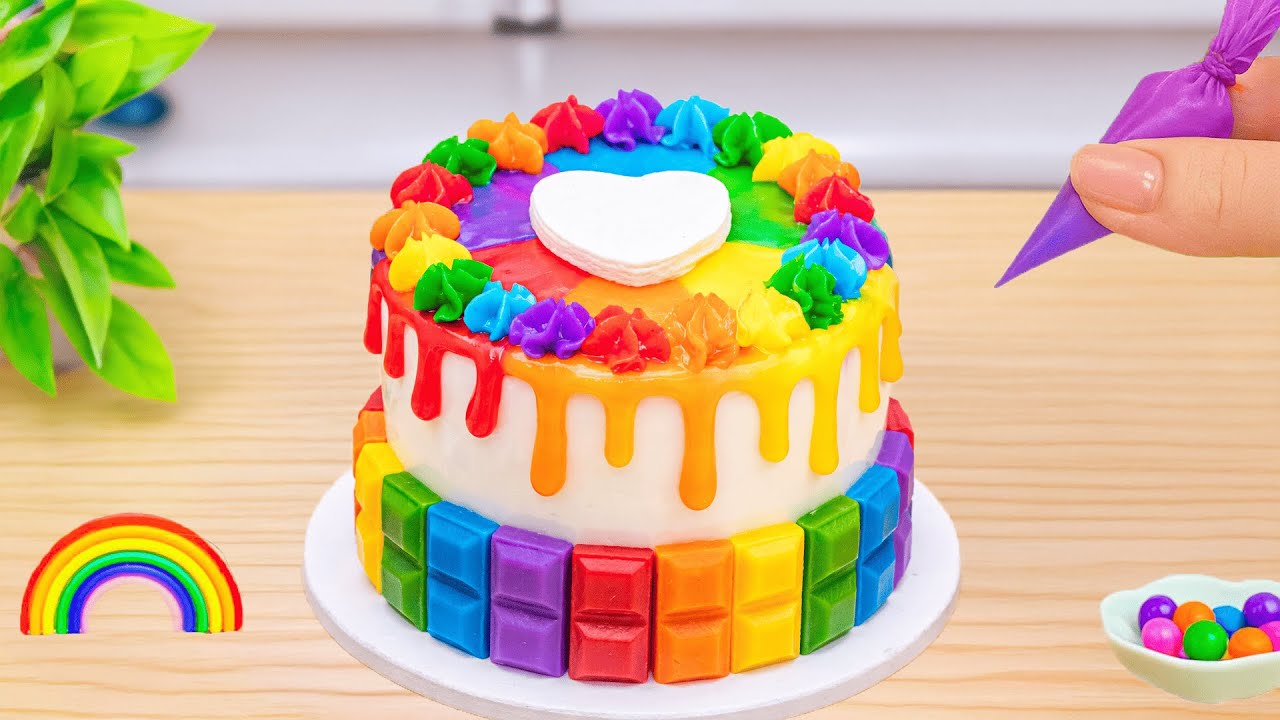 Sweet Rainbow Chocolate Cake Decorating 🌈Tasty Miniature Rainbow Melted Chocolate Cake💕Sweet Cakes
