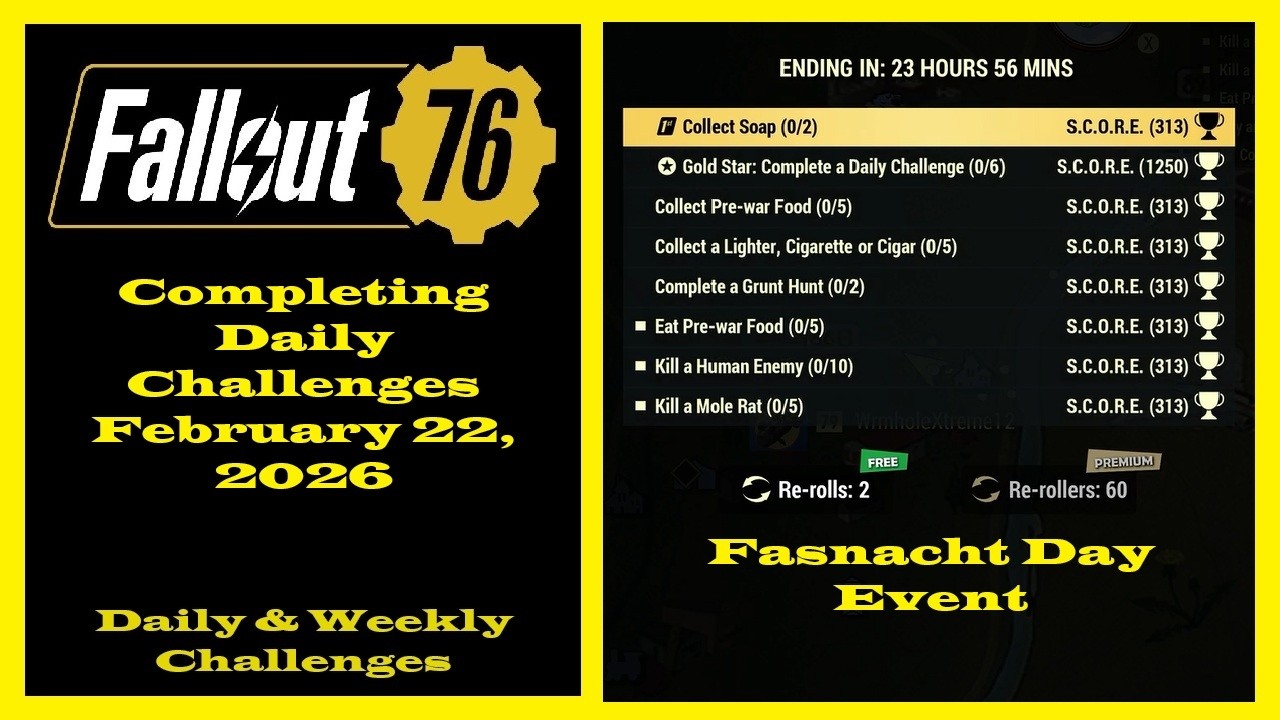 Completing Daily Challenges For February 22, 2026 - Fallout 76 Daily Challenges Guide - Fasnacht Day