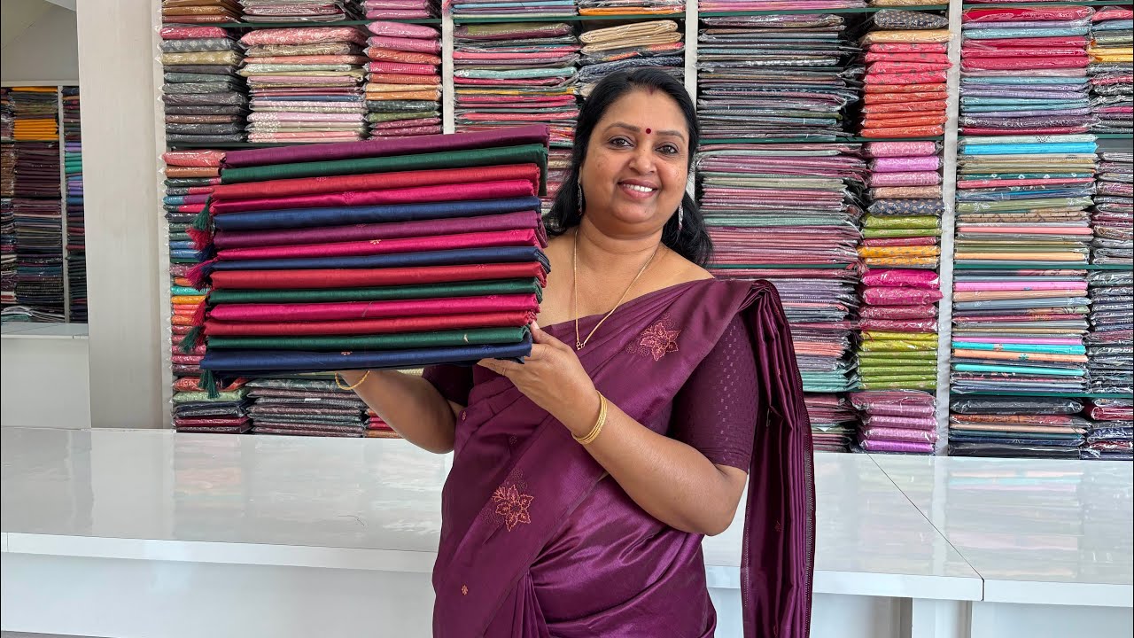 Silkey Tusser Embroidery Cut Work Sarees ഇതല്ലേ ഇപ്പോൾ Trend 