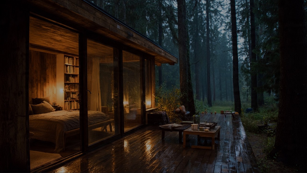 Calming Rain Sounds to Help You Sleep All Night - Best Rain Rain on cozy bedroom in the forest