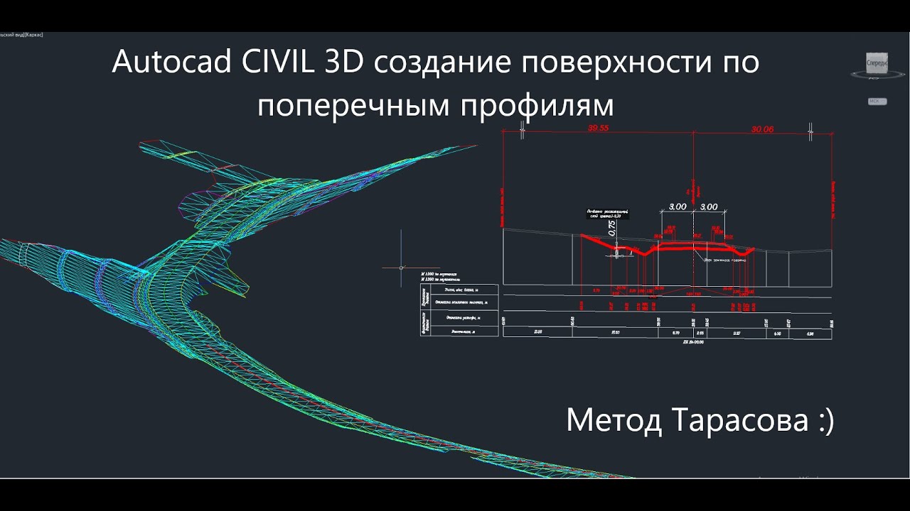 Autocad Civil 3D создание поверхности ЦММ или ЦМР по поперечникам. Метод Тарасова.