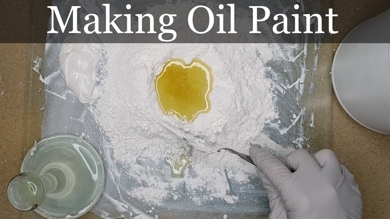 How to make oil paint. Mix pigment and oil to the right consistency then paint on. I demo lead white