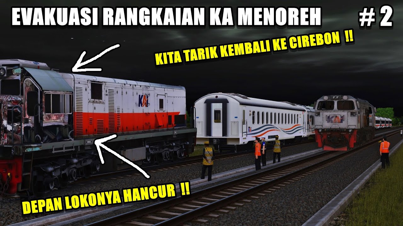 EVAKUASI RANGKAIAN PENUMPANG KA MENOREH KE CIREBON PART 2