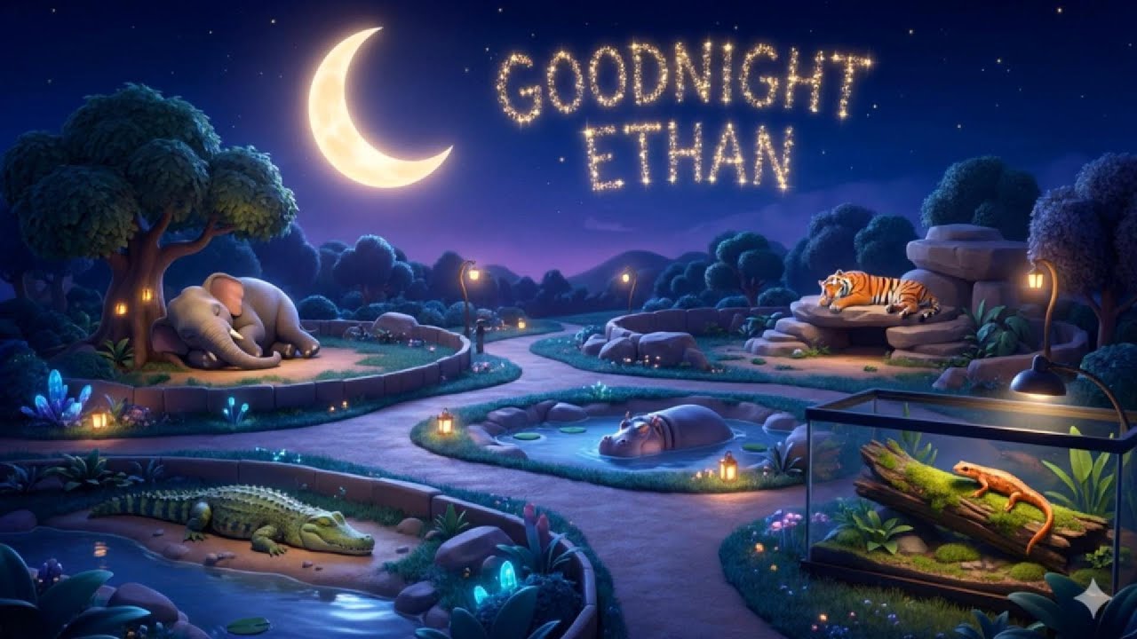Bedtime Story for ETHAN 🦁 Cute Zoo Animals Lullaby | Calming Sleep Music | Personalized Video