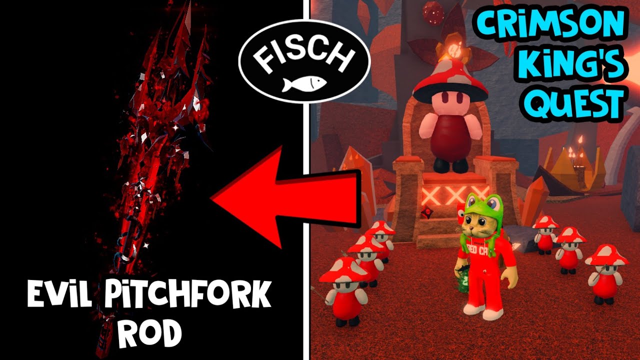 5 ФРАГМЕНТОВ + Как получить удочку (Evil Pitchfork Rod) в ФИШ роблокс | Fisch roblox | Crimson king