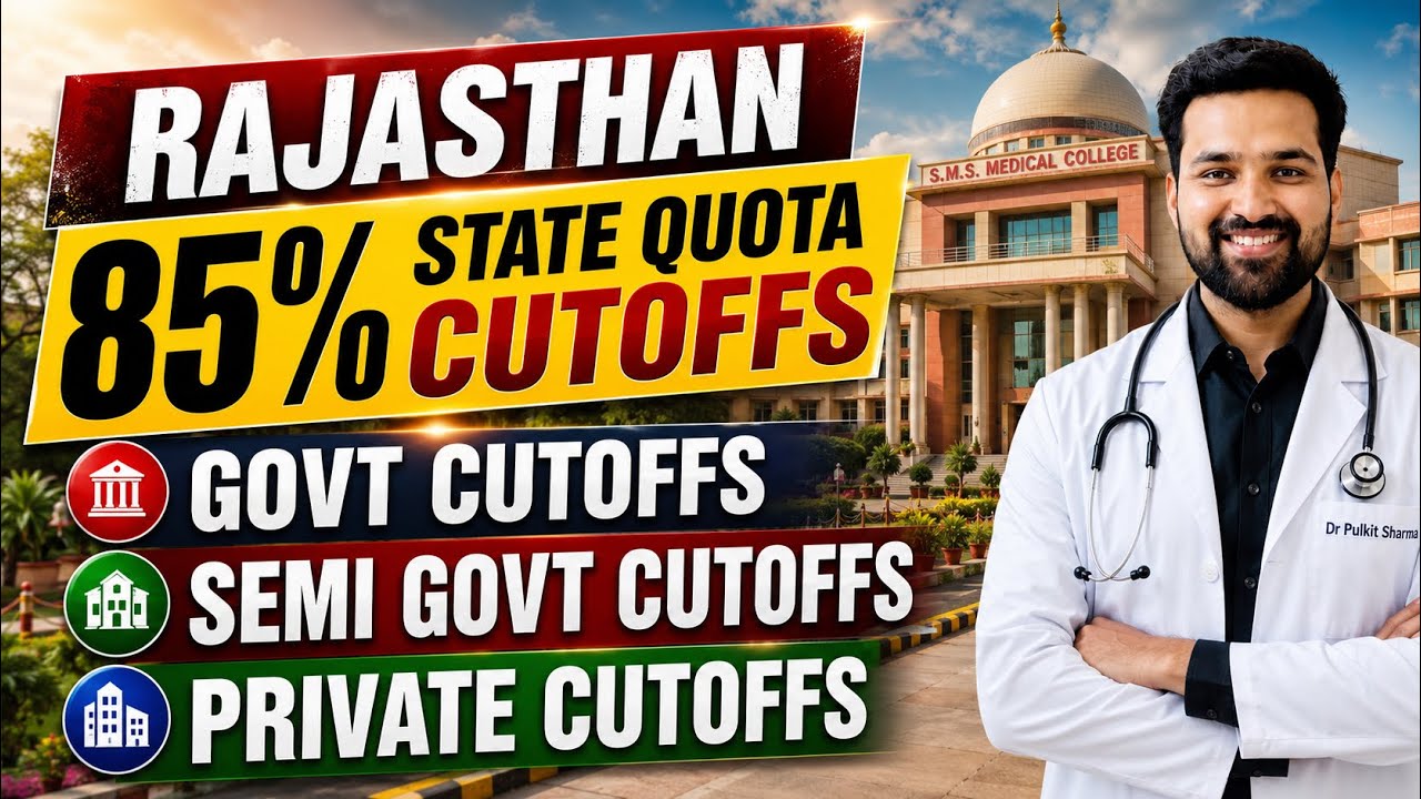 NEET 2026 | Rajasthan 85% State Quota Cutoff | Govt, Semi Govt & Private MBBS