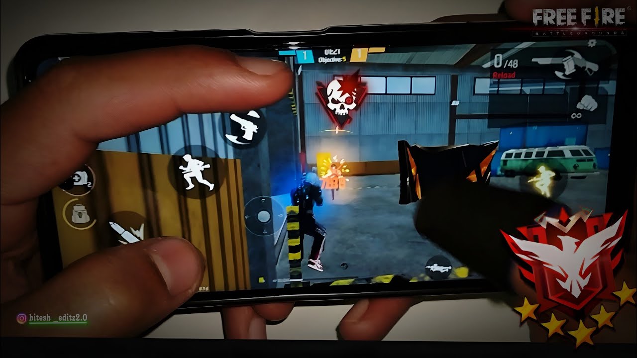 Lone Wolf Headshots Mode 📳 free fire Handcam Gameplay Hawk Playing 