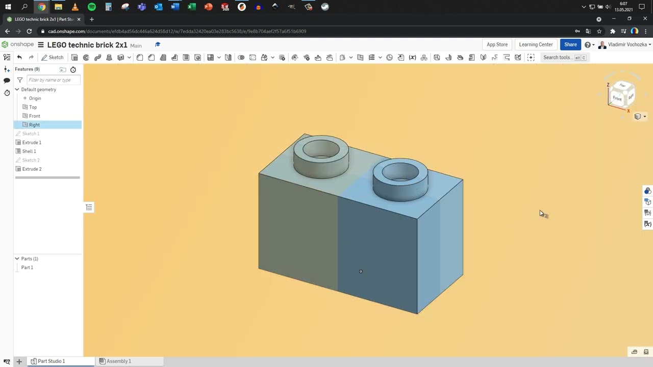 Vladim&iacute;r Vochozka - Onshape LEGO technic brick 2x1