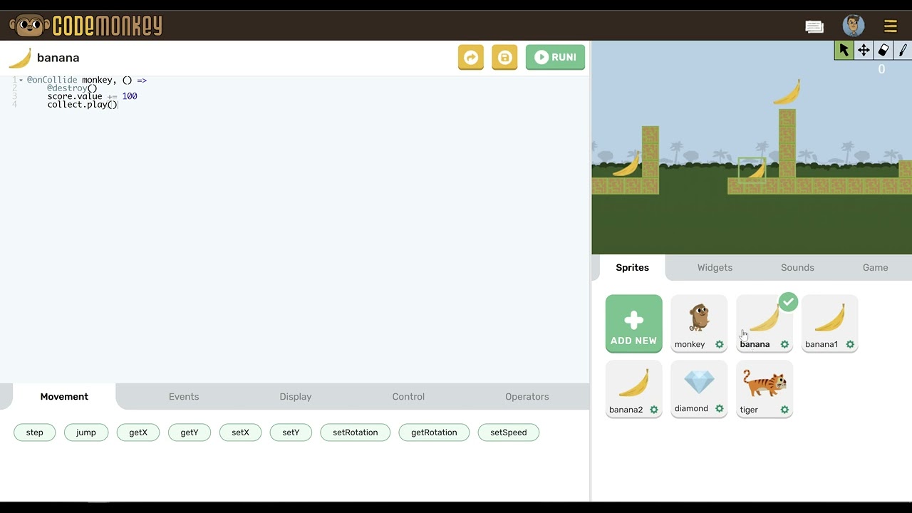 My first game created in CodeMonkey