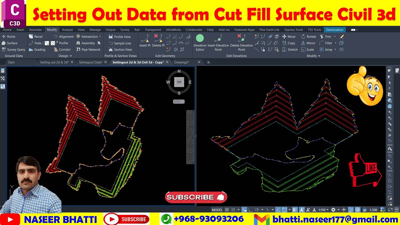 Setting out Data from Cut fill Surface in Civil 3d | Setting Out Data Report in  Civil 3d