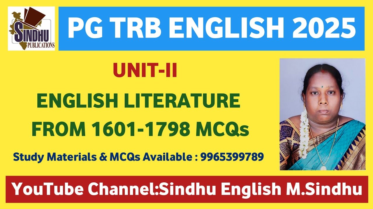 English Literature From 1601-1798 MCQs Unit-II / PG TRB English MCQs