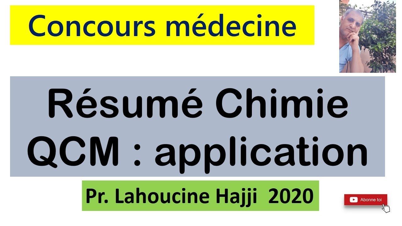 Résumé de chimie pour concours médecine et QCM application
