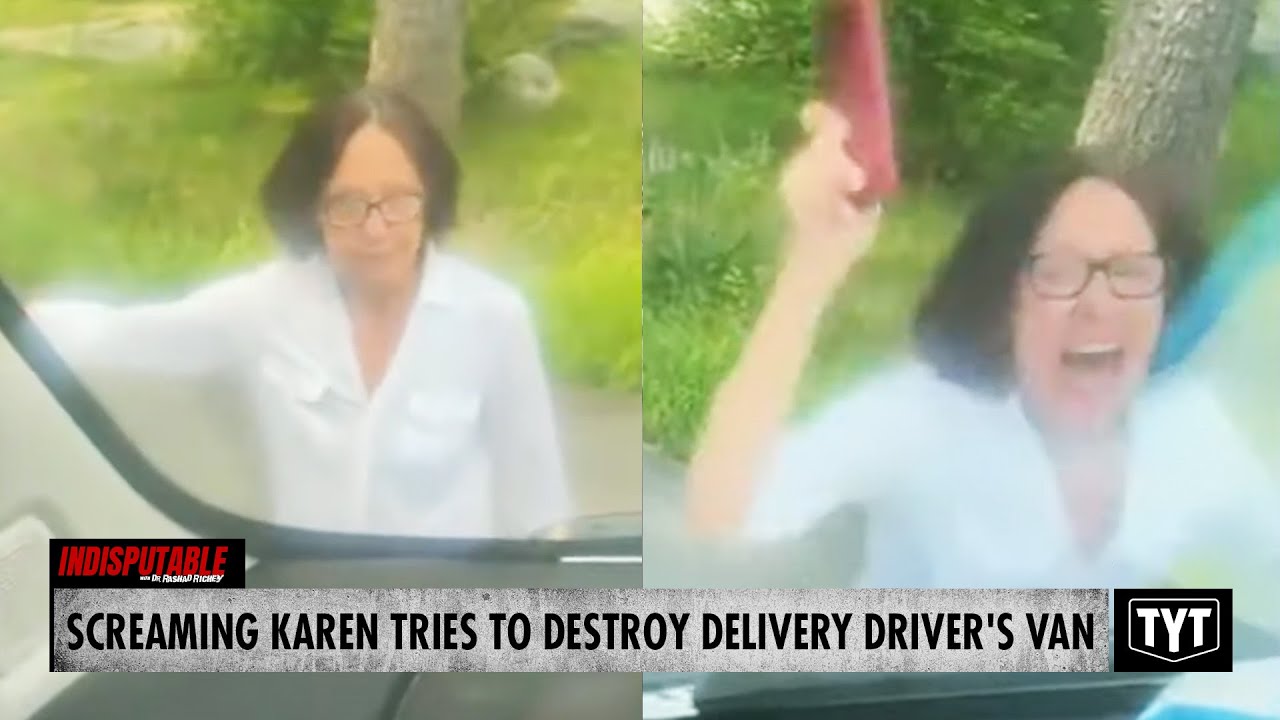Karen SCREAMS For Help While Attacking Delivery Driver's Van