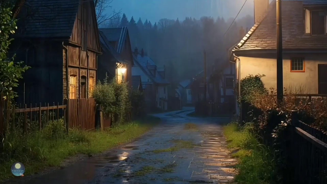 Calm Rain and Soft Ambiense Music for Easy Sleep and Night Relaxation