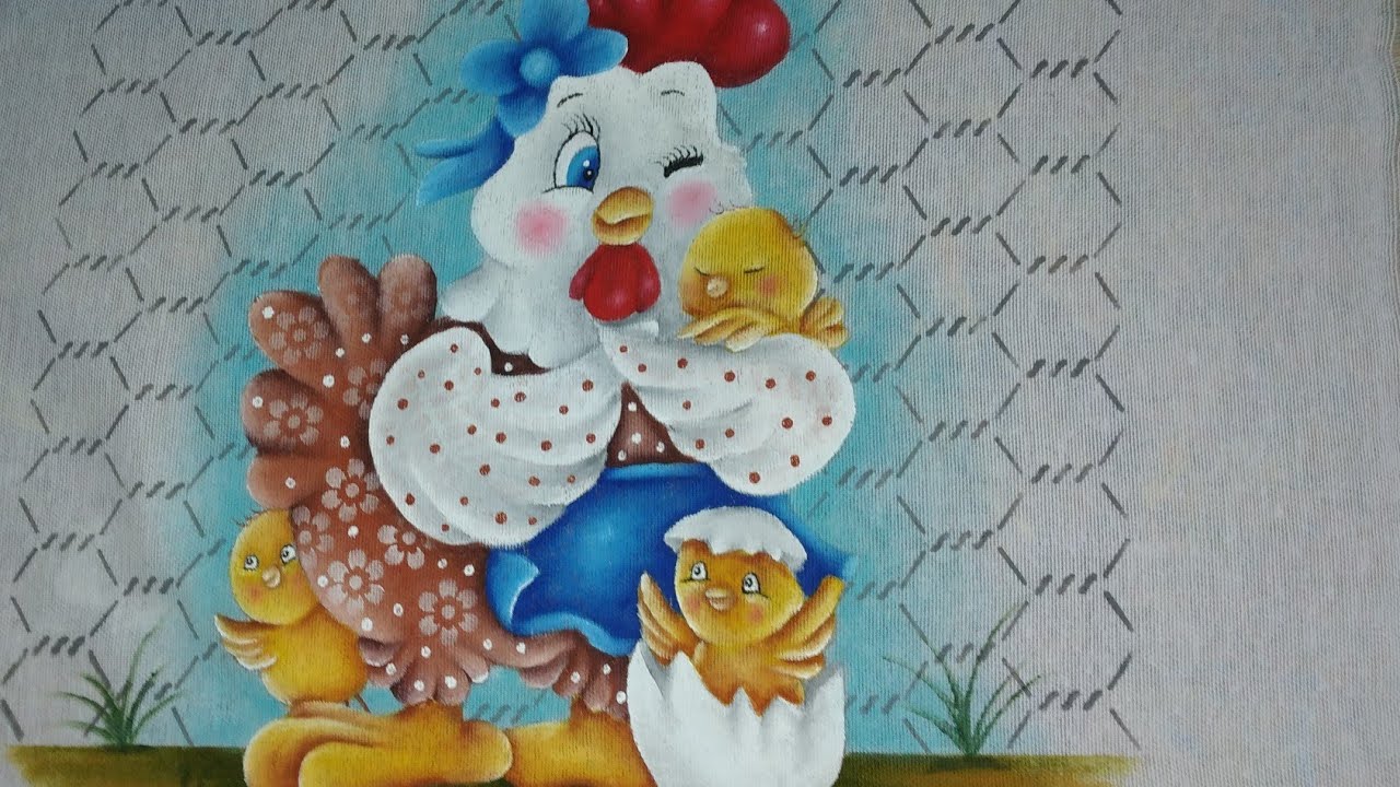 como pintar galinha em pano de prato simples é facil