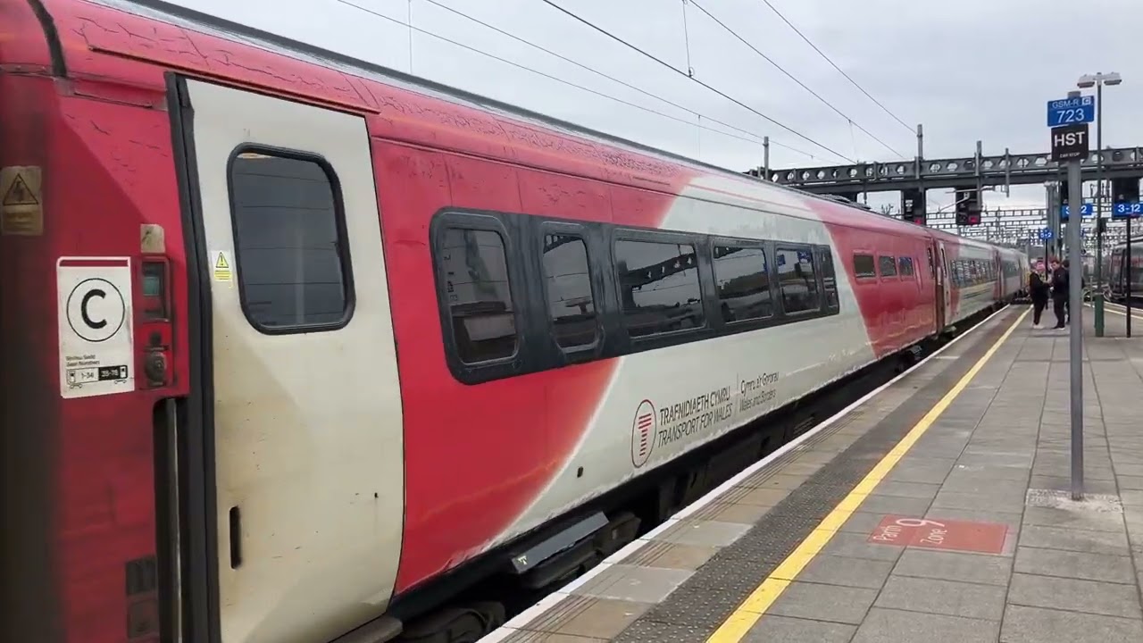 12:54PM CARDIFF CENTRAL TO MANCHESTER PICCADILLY ARRIVING AT PLATFORM 2 FROM CARDIFF CANTON SIDINGS.