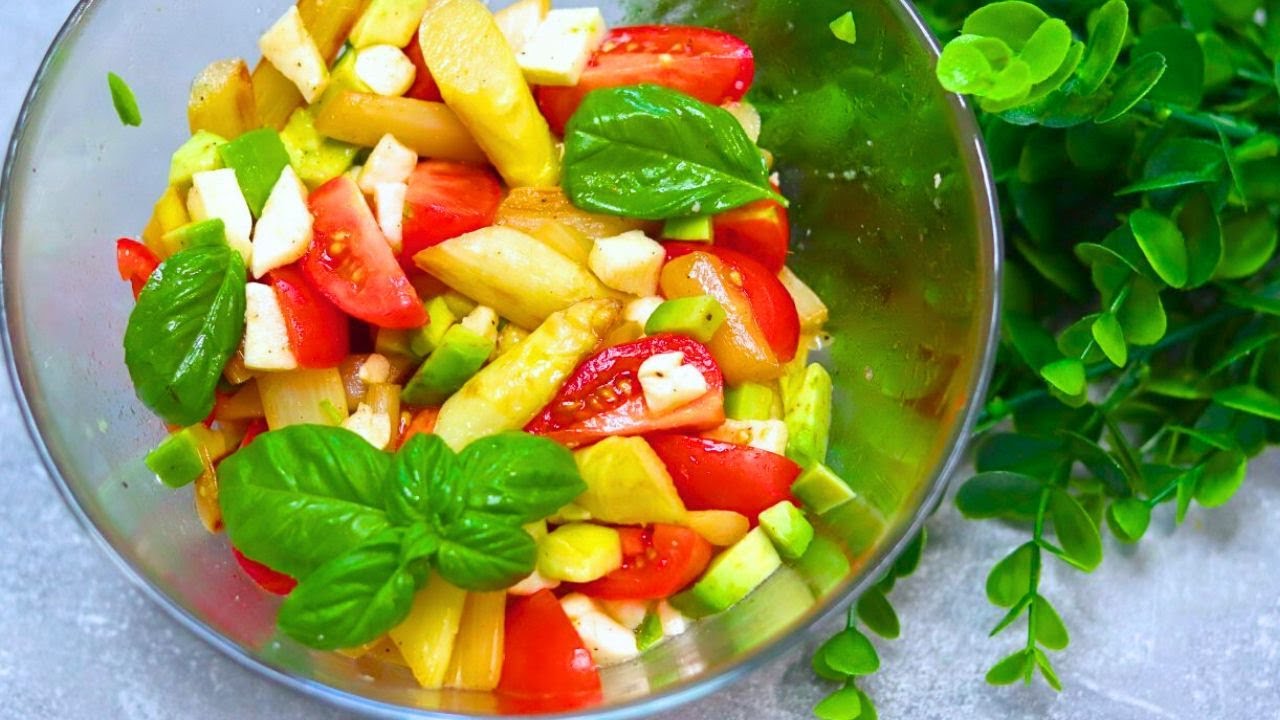 Салат из спаржи с секретным ингредиентом! Неописуемо вкусно! Спаржа с авокадо и помидорами