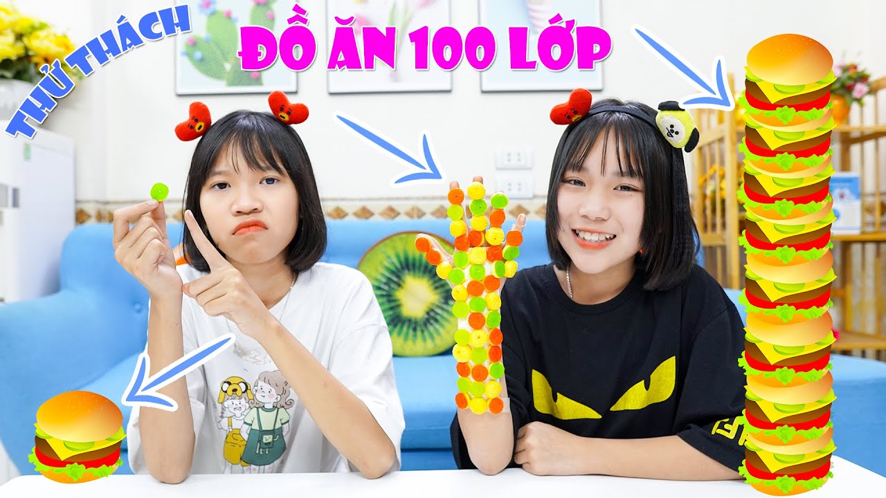 Thử Thách Đồ Ăn 1 Lớp Và 100 Lớp ♥ Min Min TV Minh Khoa