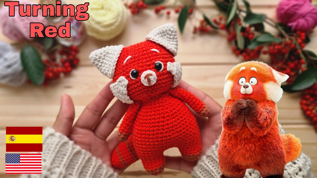 Turning Red Disney Amigurumi🦊Panda rojo tutorial Inglés/Español