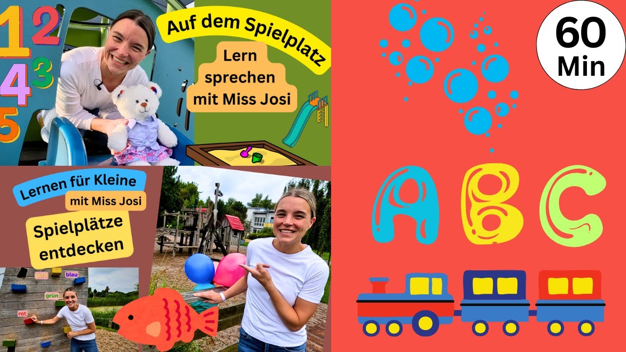 Lernvideos für Kleinkinder | Farben, Zahlen, Tiere, ABC & Sprachentwicklung |  60 Min. mit Miss Josi