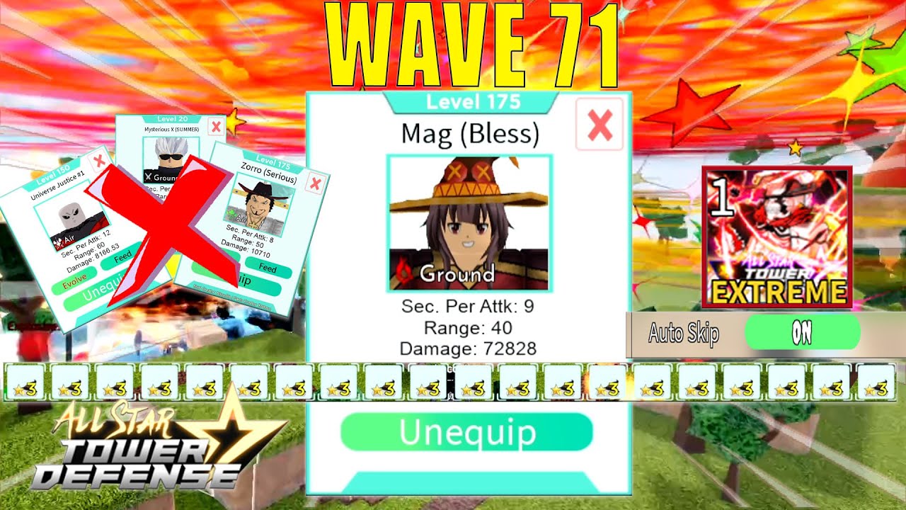 Mag (Bless) - Megumin  in Extreme Infinite Mode | Wave 70+  (EXP Farming) | All Star Tower Defense