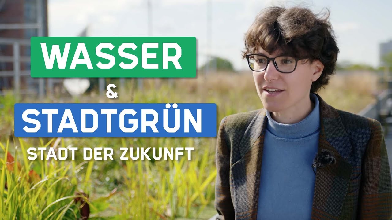 Gründächer und Bäume in der Stadt der Zukunft