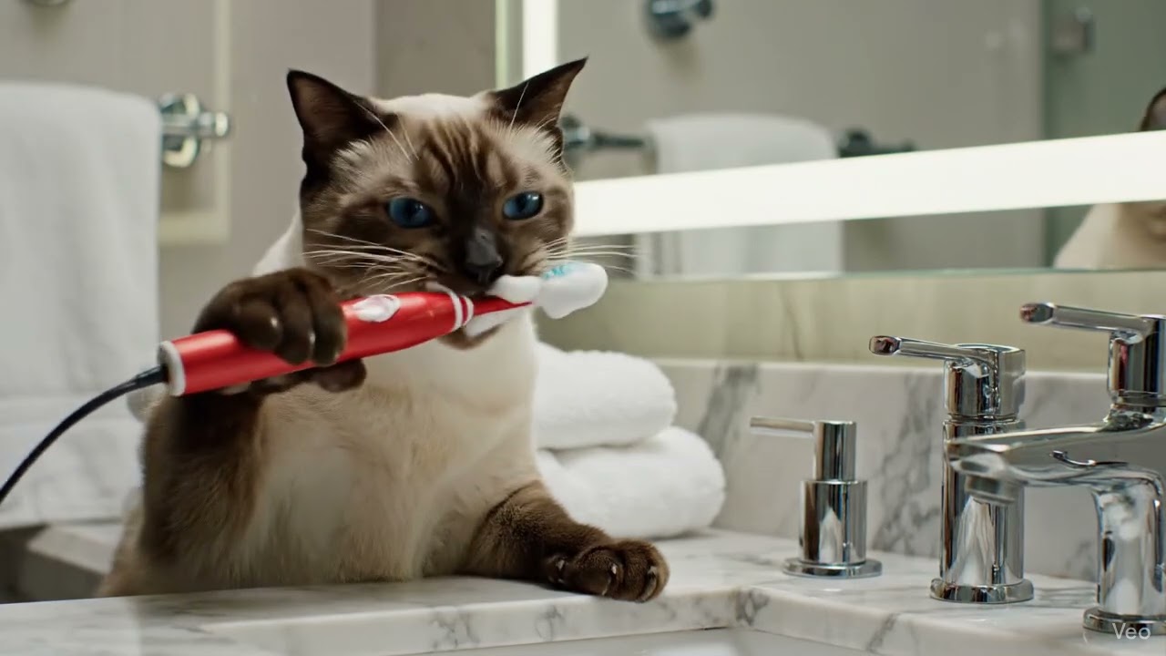 Kedi Diş Fırçalarken