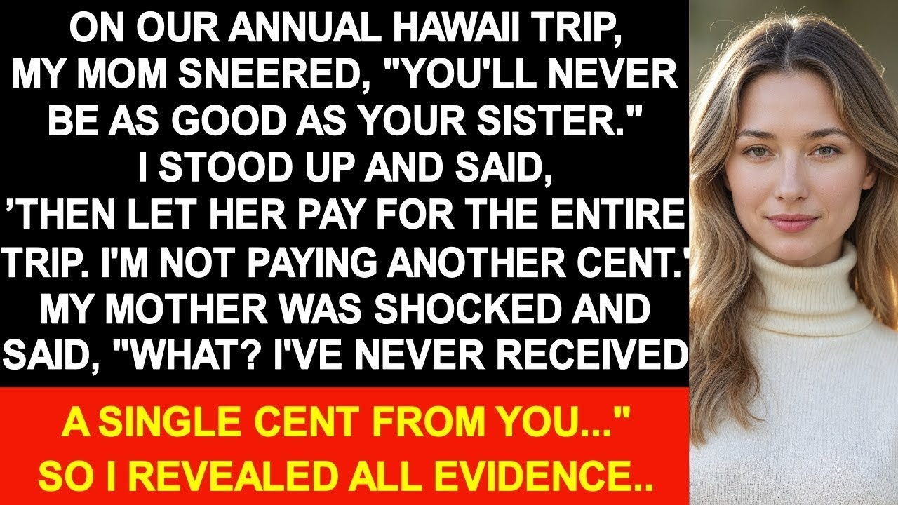 On our Hawaii trip, my mother sneered, 'You'll never be as good as your sister.' I stood up and said