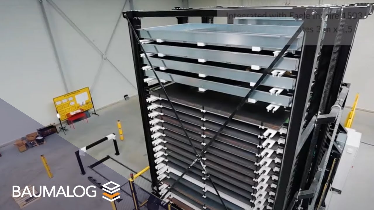 Automated storage system for steel plates integrated with laser cutting machine (PL) | Presentation
