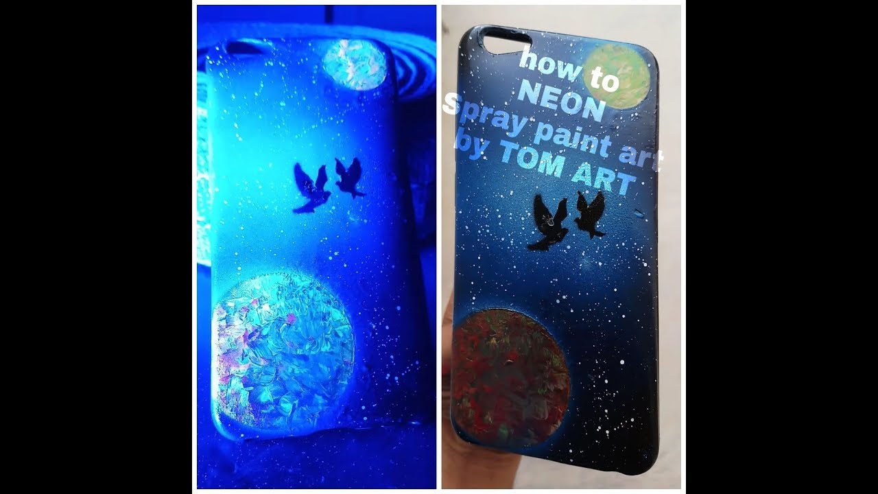 how to NEON spray paint art PHONE COVER by TOM ART