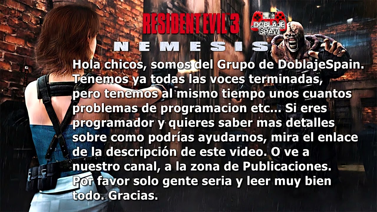 🎙️ ¡Doblaje Completo de Resident Evil 3 Nemesis! - Necesitamos tu ayuda Final 🙌 MOD CASTELLANO!!