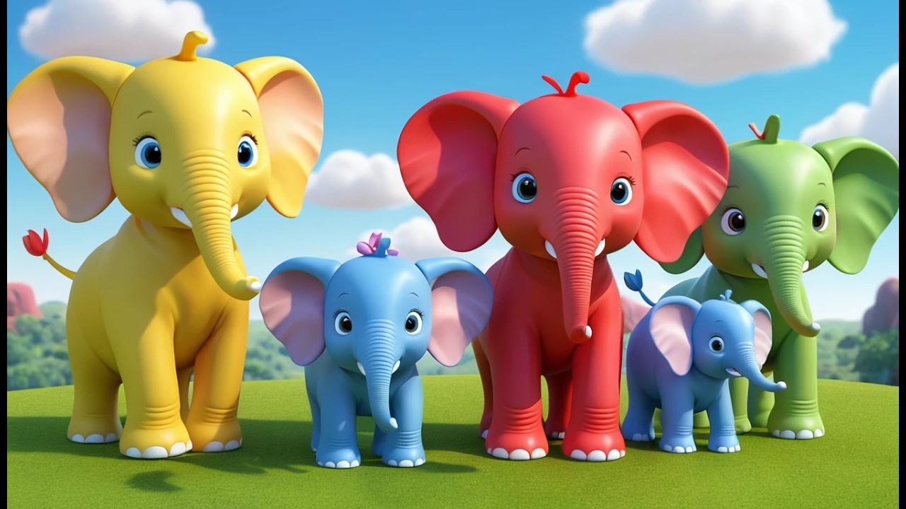 Four Little Toy Elephants Trumpet Trumpet | Animal Sounds & Counting Song for Kids