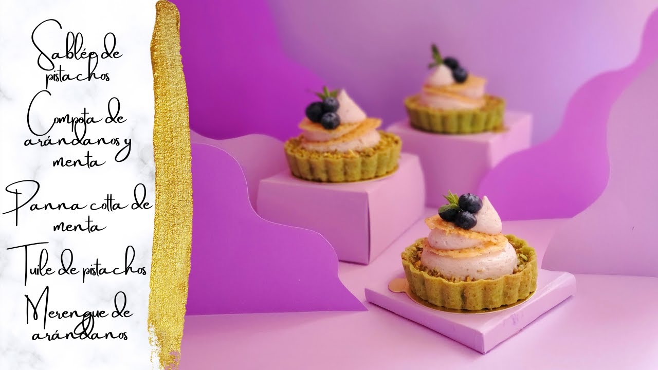 Tartaleta de pistacho, arándanos y menta | Tartas de colores, merengue saborizado y más...