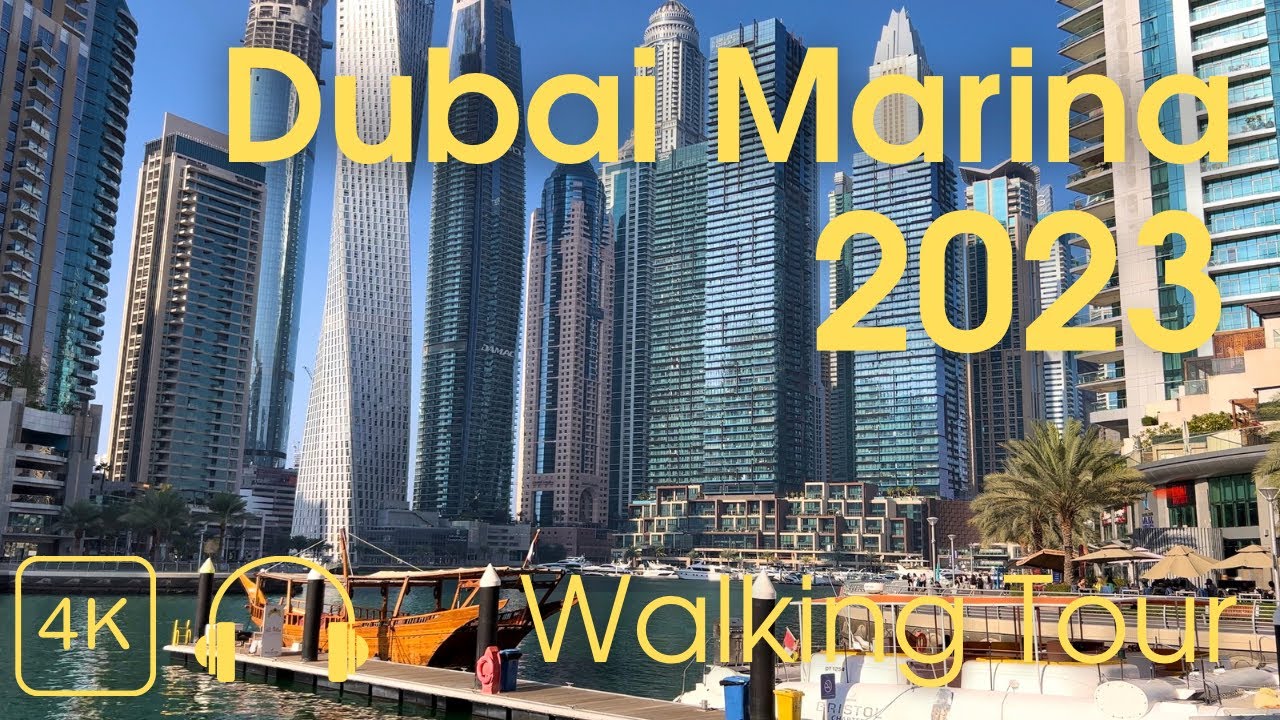 Dubai Marina Promenade, Dubai, UAE 🇦🇪 [ 4K 60 fps ] Walking Tour