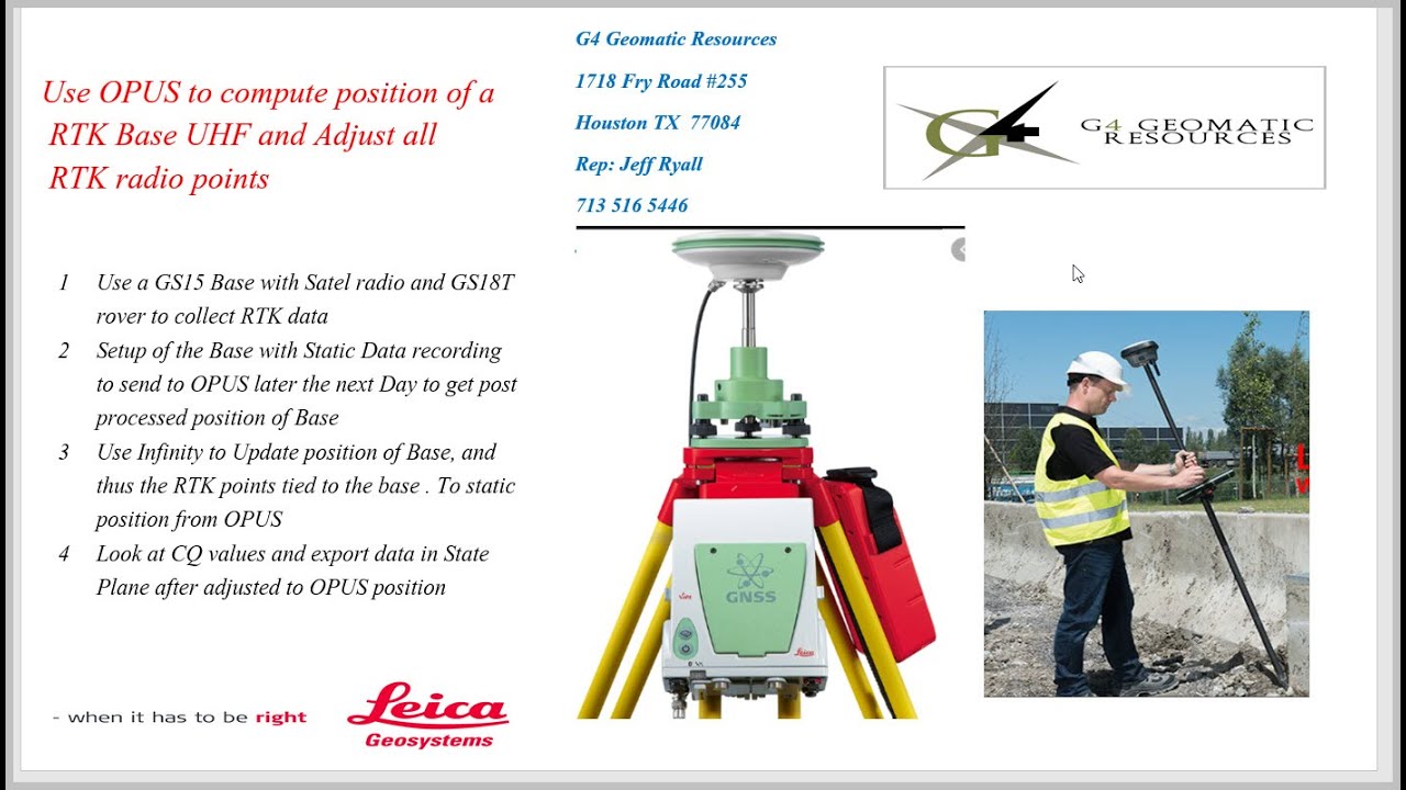 Leica RTK Base -rover Radio solution - Static Data -OPUS  using Infinity SW: Bring control to site