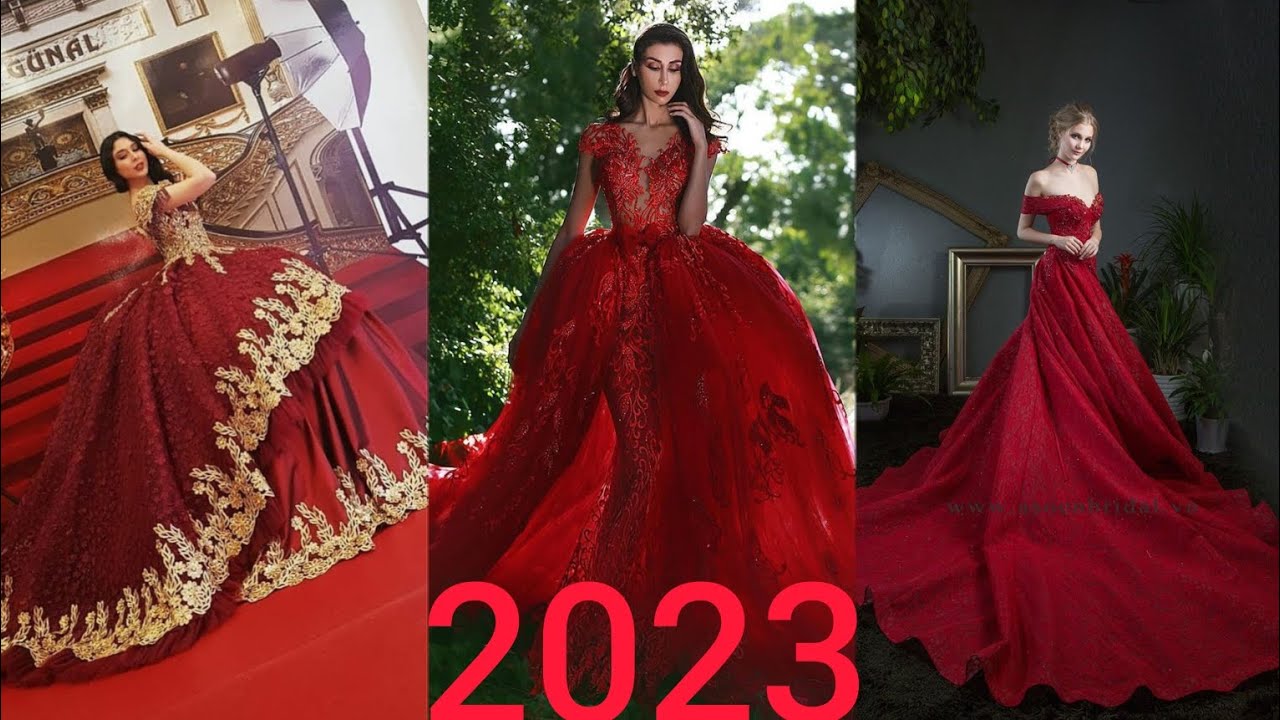 Stunning, Classy, most stylish red Wedding gown
