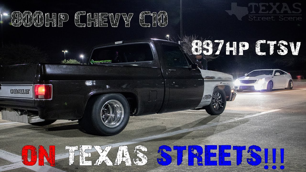 800hp Chevy C10 takes on Texas streets! ($600 roll race and much more!)