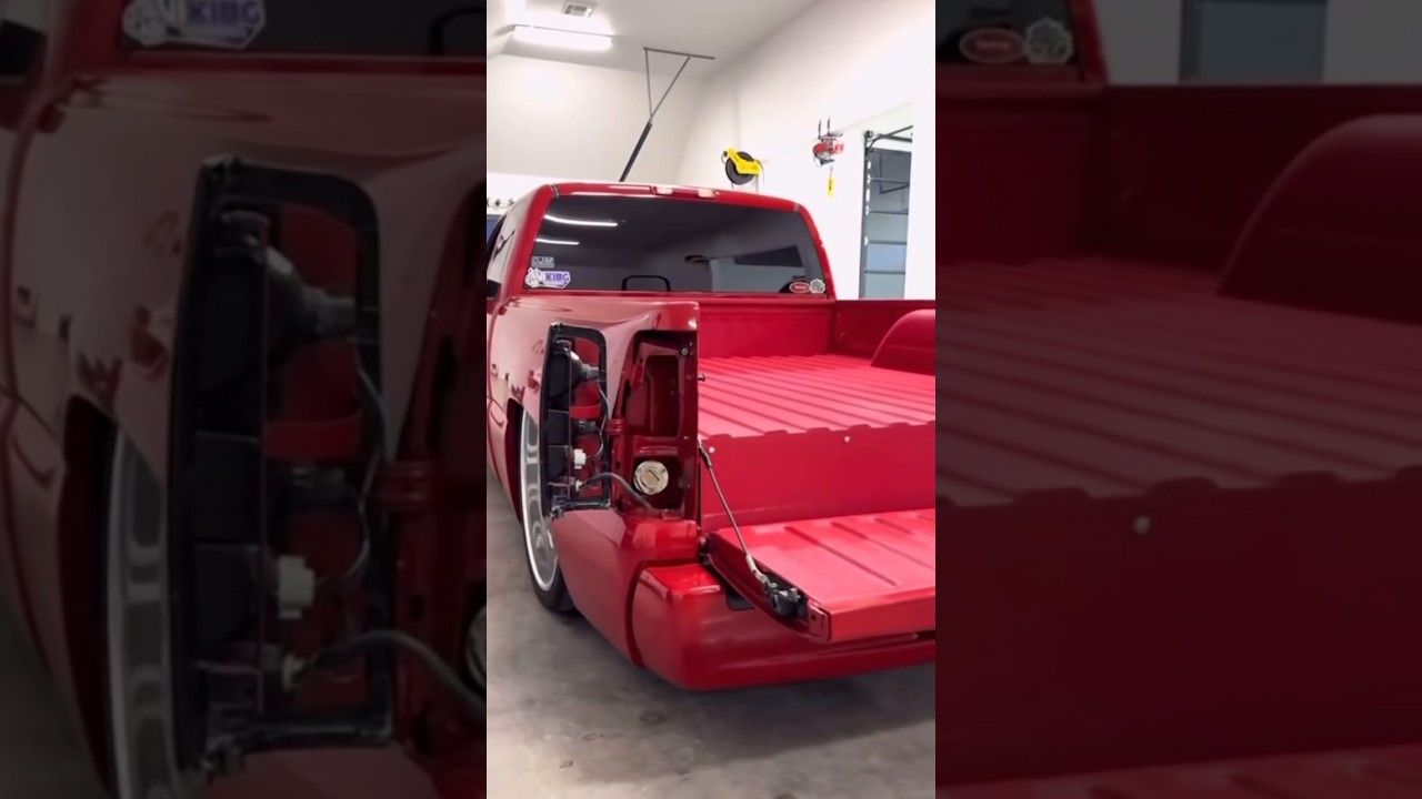 Custom Bagged Chevy SS Clone Hidden Gas Tank in Taillight #droppedtrucks #ssclone #loweredtrucks