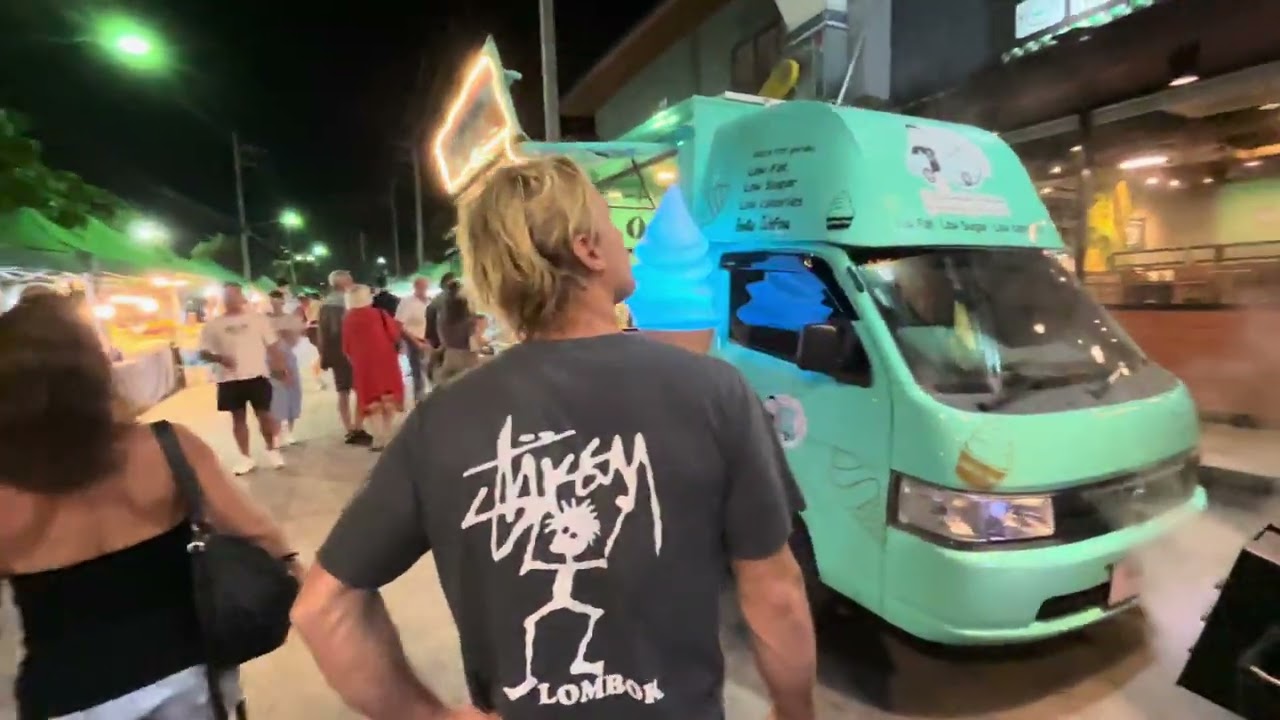 Walking through Maenam Night Market on Koh Samui | Night ride on a motorbike | Samui, Thailand 2024