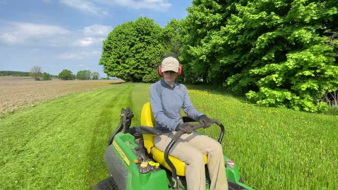 Mowing TALL GRASS with ride-on lawnmower