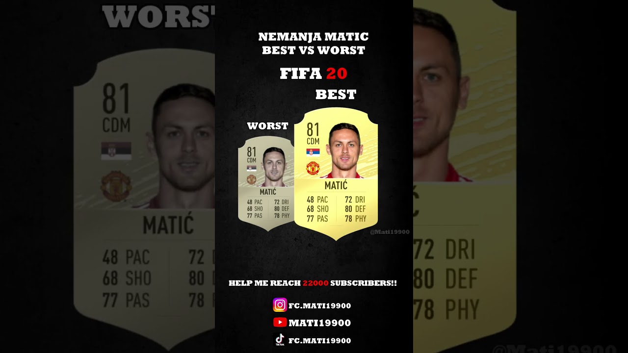ЛУЧШИЕ И ХУДШИЕ КАРТЫ НЕМАНЬИ МАТИЧА ВО ВСЕХ ФИФА (10-26) #eafc #matic #manutd #chealse