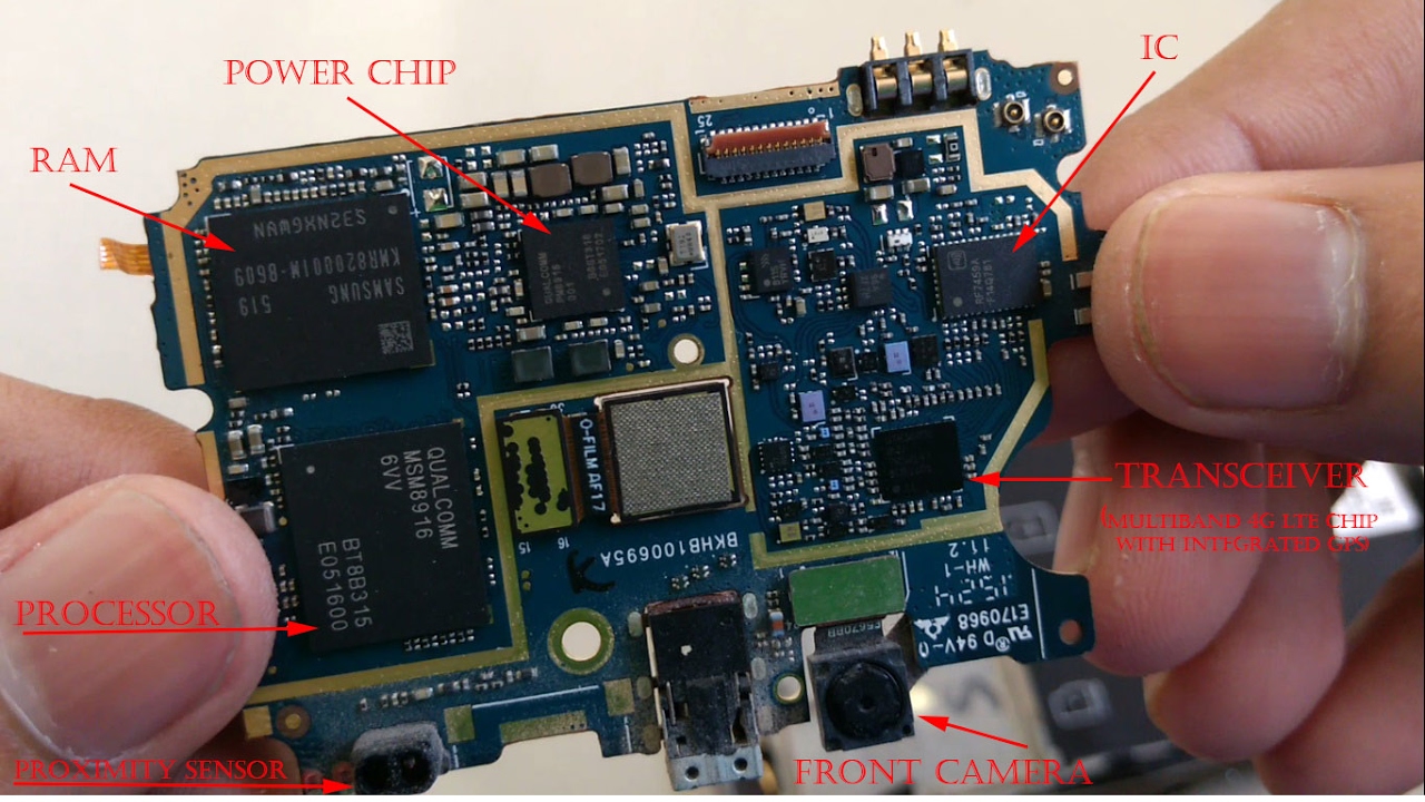 Check what's inside a smartphone with all its components broke open and identified.