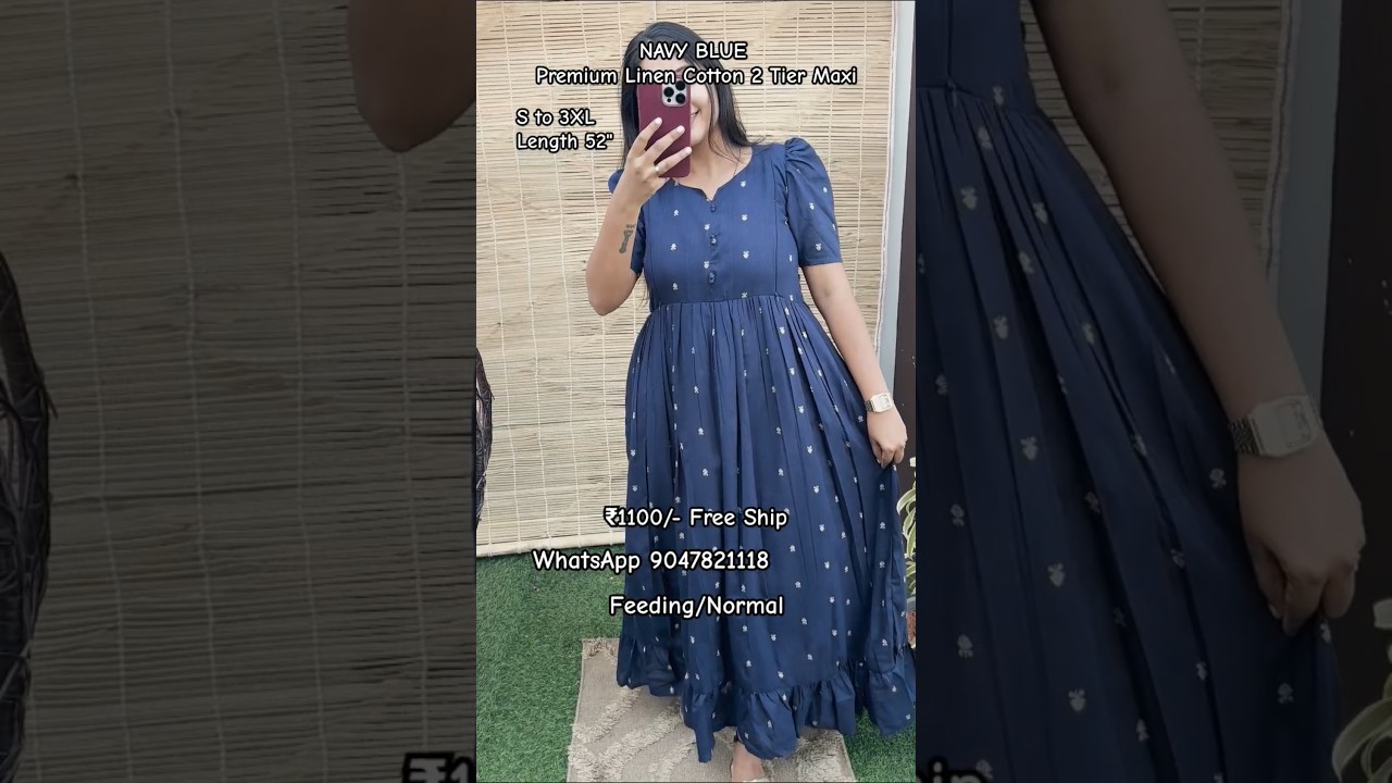 Premium Linen Cotton 2 Tier Maxi #maternitywear #premiumfeedingkurtis #pregnancywear
