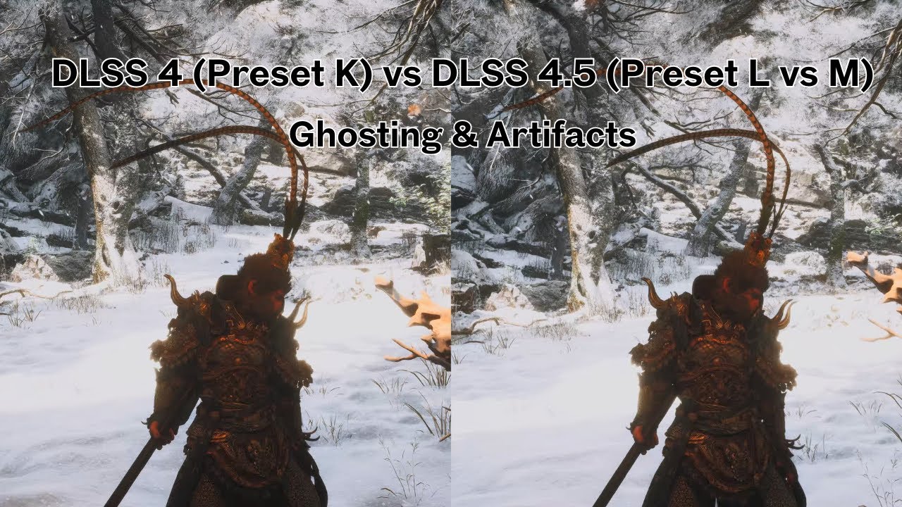 NVIDIA DLSS 4 (пресет K) против DLSS 4.5 (пресет L против M): двоение изображения, артефакты и ме...