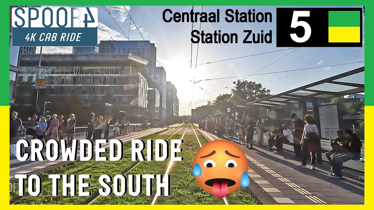 Cabinerit Tram 5 Amsterdam | Centraal Station - Station Zuid | 4K Tram Driver Cabview